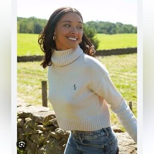 RECREATIONAL HABITS Athos Cropped Turtleneck Sweater in Oatmeal New With Tags!